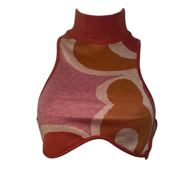 Andrea Iyamah Caro Print Ally Knit Crop Top XS NWT Merino Wool Blend - Picture 3 of 6